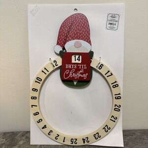 Santa Christmas Countdown Advent Calendar Wooden Christmas Wall Hanging NWT